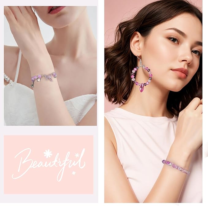 1000pcs Glass Beads for Jewelry Making Colorful Rainbow Craft Crystal Beads with Loose Beads Sparkly Beads for DIY Necklace Bracelet Earring(Purple)