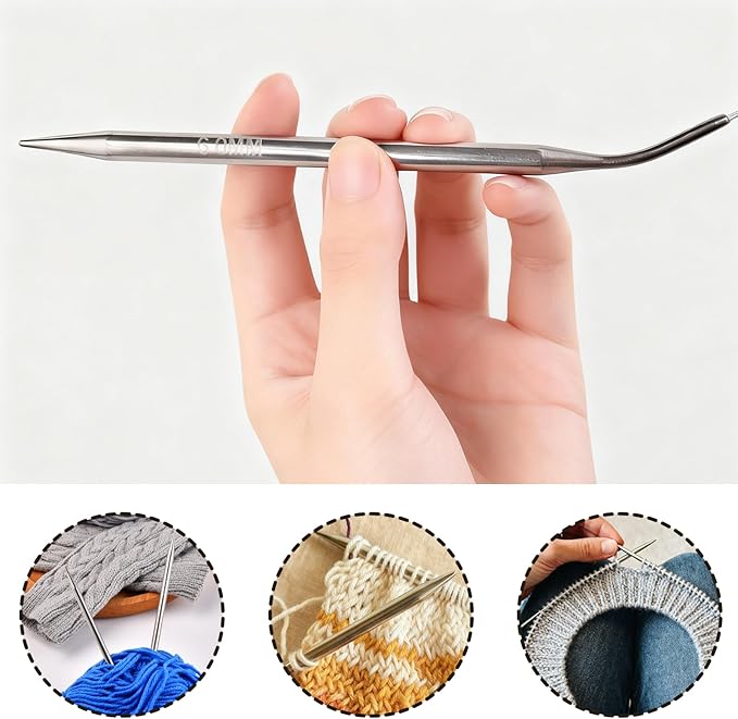 Circular Knitting Needles Set,9 Pcs Round Long Stainless Steel Knitting Needles Kit (47 Inch/120cm),9 Sizes from 2mm-6mm,with Small Tools for Beginners,Making Sweater,Scarf,Blanket,Weave DIY Lover