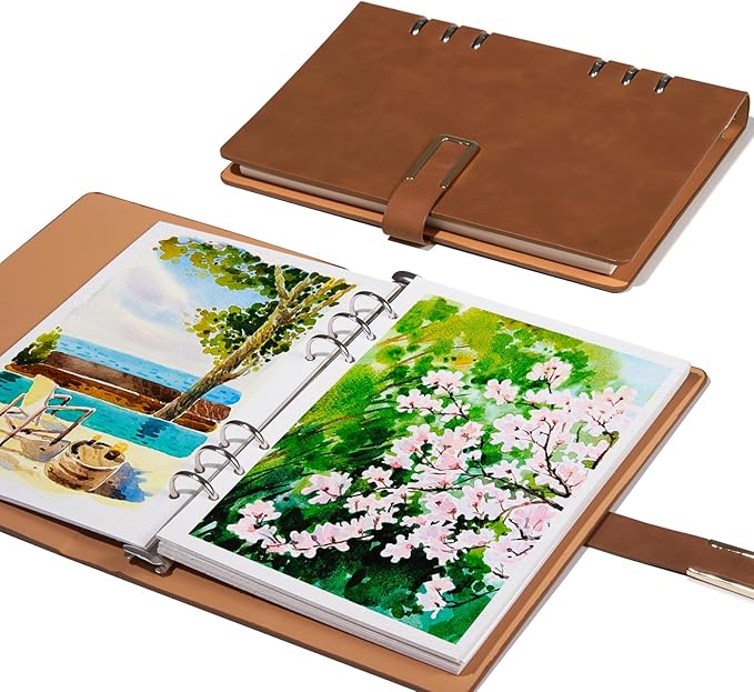 Lightwish Watercolor Sketchbook,100% Cotton Acid Free Watercolor Journal,300gsm/140lb Cold Press Watercolor Paper for Artists,Adults,Students,20 Sheets,9.25 * 6.3 Inches