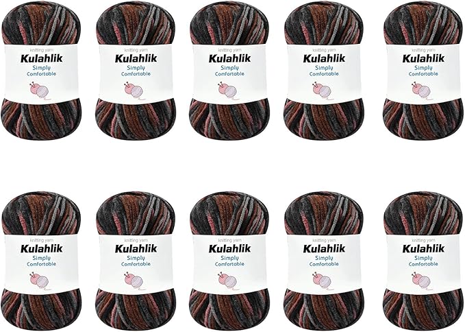 500g(10x50g) Acrylic Yarn for Crocheting and Knitting, Colorful Gradient Yarn Thread, 10 Rolls Skeins, Multicolor Hilo Acrílico, Perfect for DIY Crafts Project