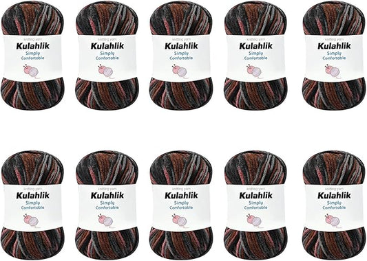 500g(10x50g) Acrylic Yarn for Crocheting and Knitting, Colorful Gradient Yarn Thread, 10 Rolls Skeins, Multicolor Hilo Acrílico, Perfect for DIY Crafts Project