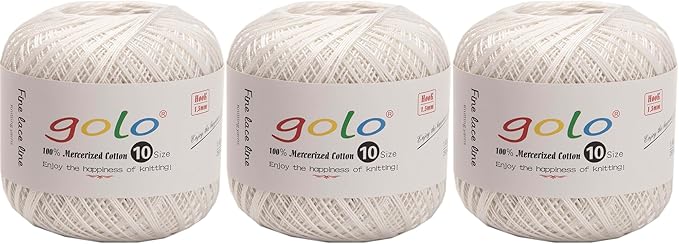 golo 3 Balls Crochet Thread Size 10 Crochet Yarn for Hand Knitting 801