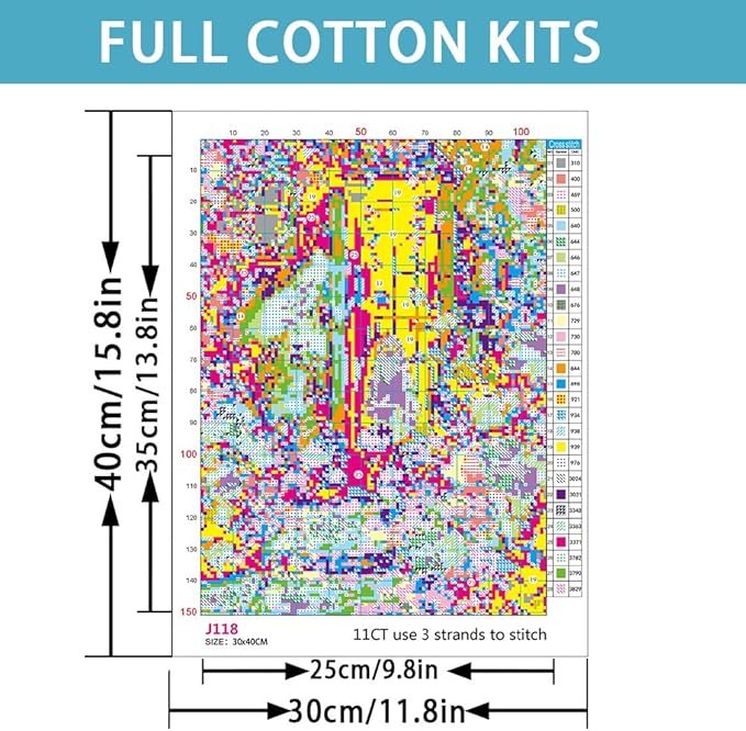 eterkosu halloween counted cross stitch kits for adults, ghost stamped cross stitch kits for beginners, needlepoint cross-stitch horror patterns embroidery kits arts and crafts for home decor