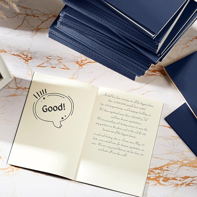 mimorou 100 pcs journals notebooks bulk - kraft softcover a5 small notebooks 5.5 inch x 8.3 inch notepads with 60 page 30 sheet for writing sketch travel office supplies(navy,unlined)