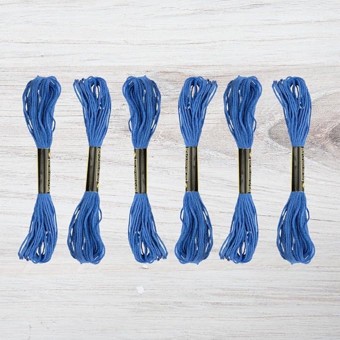 embroidery floss pack – 6 skeins, 8.7 yards each – dark blue embroidery floss for needlework, diy bracelets, crafting, weaving