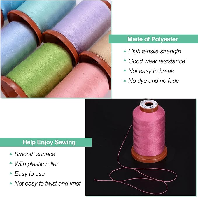 uxcell 40D/2 Sewing Thread 1100 Yards Polyester Household Sewing String Hand Stitching Polyester Cord for Clothing Stitching Shoe Bag Repairing DIY Craft Dark Rose Red