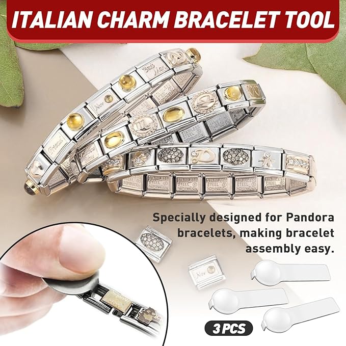 3 Pcs 9mm Italian Charm Bracelet Tool Set -Italian Charm Opening Tool, Double Sided Opener for Adding and Removing 9mm Charms - Must-Have Bracelet Opener Tool for Pandora