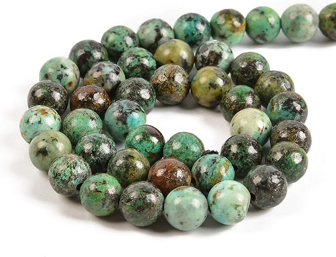 45pcs 8mm Natural African Turquoise Gemstone Round Spacer Loose Stone Beads for Jewelry Making 15.5" 1 Strand (African Turquoise, 8mm 45Beads)
