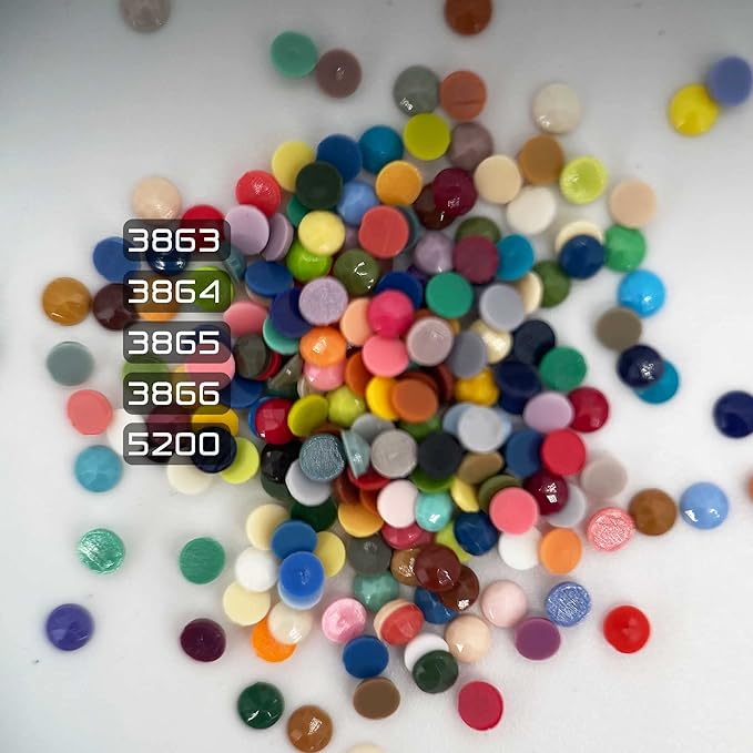 Carsilers Diamonds Painting Accessories,Replacement for Missing Round Drills 3863 3864 3865 3866 5200,Rhinestone Resin Diamond Drill,5 Colors Beads Gems Stones,3500pcs per Color