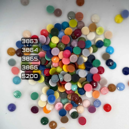 Carsilers Diamonds Painting Accessories,Replacement for Missing Round Drills 3863 3864 3865 3866 5200,Rhinestone Resin Diamond Drill,5 Colors Beads Gems Stones,3500pcs per Color