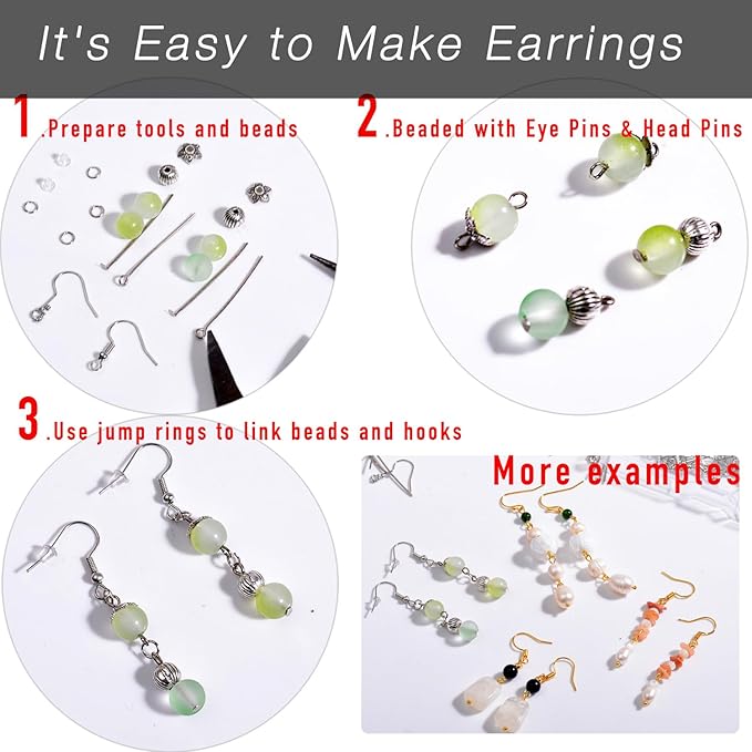stino 800/220pcs hypoallergenic earring hooks for jewelry making, stainless steel earring findings supplies, silver & gold plated (fish hook silver (800pcs))