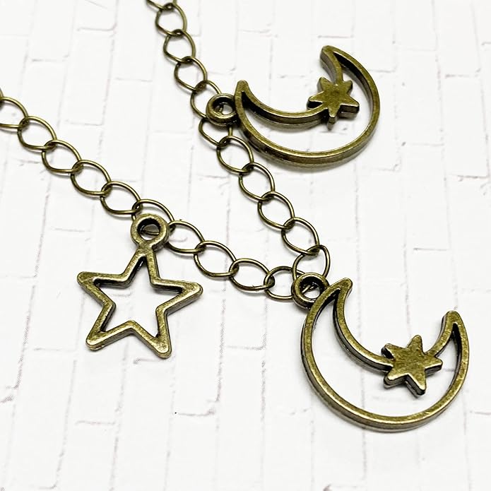 Heather's cf Celestial Beads Moon Charms Pendant Jewelry Making Earrings Necklace Bracelet Kit Findings Jump Rings Lobster Clasp Vintage Finish Plated Non Tarnish Look (Silver Star, 79-150Pcs)