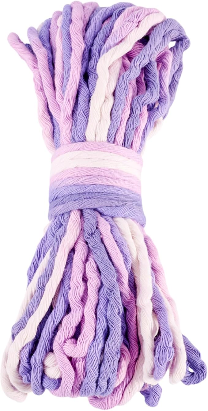21.87 Yards Medium Slate Blue Single Strand Macrame Cord 3.5mm Gradient Colored Cotton Cord Colorful Twine Bohemia Soft Cotton Rope Yarn for DIY Craft Knitting Crochet Wall Plant Hanger Home