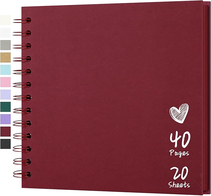Scrapbook 7x7 Inch DIY Scrapbook Album Hardcover Kraft Paper Scrap Book Photo Albums 40 Pages Perfect for 4x6 / 5x7 Photos Memory Book for Family, Wedding
