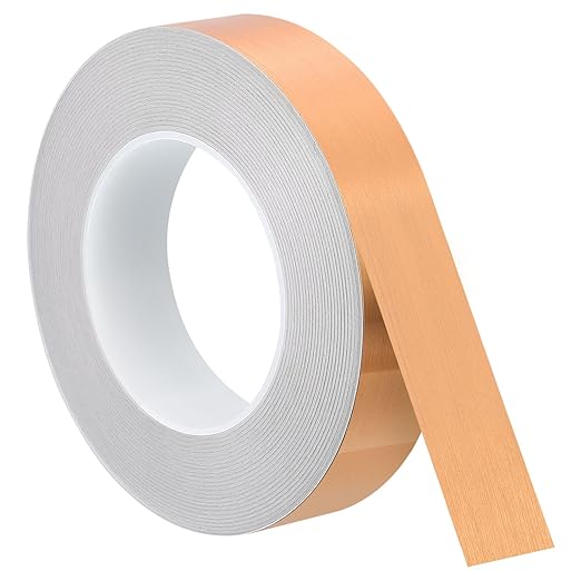 uxcell Metallic Tape, 1.18 in x 164 ft Self Adhesive Metalized Polyester Film Tape Waterproof Shiny Washi Tape for Walls Graphic Arts Gifts Wrapping Crafts Decoration, Brushed Rose Gold