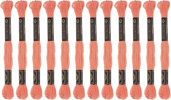 HARFINGTON 12 Skeins Embroidery Floss 8m Each Egyptian Long Fiber Cotton Cross Stitch Thread 26S/2x6 for Embroidery Projects Bracelet, Apricot