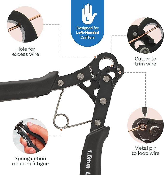The Beadsmith Original Left-Handed One Step Looper – Create and Trim Consistent 1.5 mm Loops for Jewelry Making, Use With 24-18g Craft Wire (Patented)