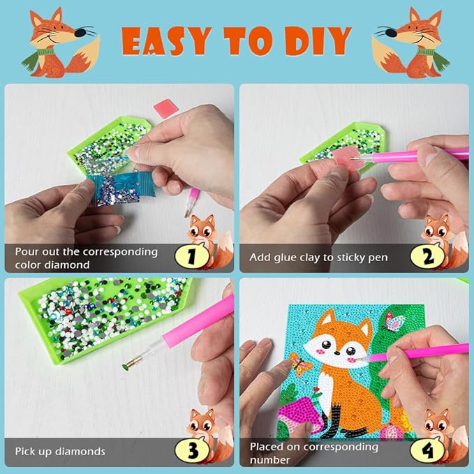 Labeol Diamond Art Kits for Kids Crafts for Girls Ages 6-8-10-12 Easy to DIY Creative Diamond Art Sticker Craft by Numbers Kits for Kids and Adult Beginners (4 Pack Dream)