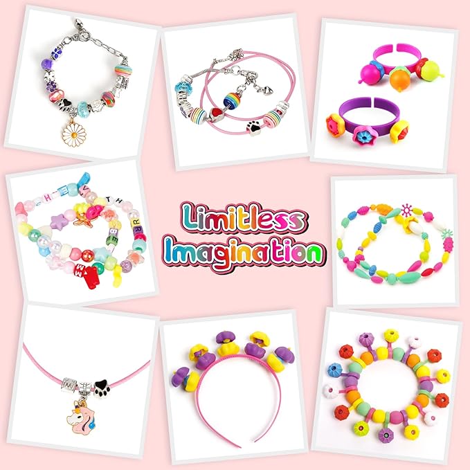funzbo 1600 pcs pop beads with bracelet making kit, jewelry making kit for 3 4 5 6 7 8 9 year old little girls, arts and crafts necklace bracelet ring snap, birthday valentines day gifts for kids