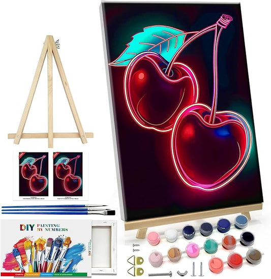 ATDMS Paint by Numbers Kit for Adults with Frame Vintage Fruit Paint by Numbers with Easel DIY Pears Easy Adult Paint by Number Kits Paint by Numbers Kit on Canvas for Gift Home Wall Decor 8x12 Inch