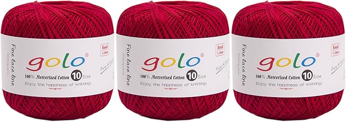 golo 3 Balls Crochet Thread Size 10 Crochet Yarn for Hand Knitting 192
