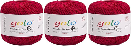 golo 3 Balls Crochet Thread Size 10 Crochet Yarn for Hand Knitting 192