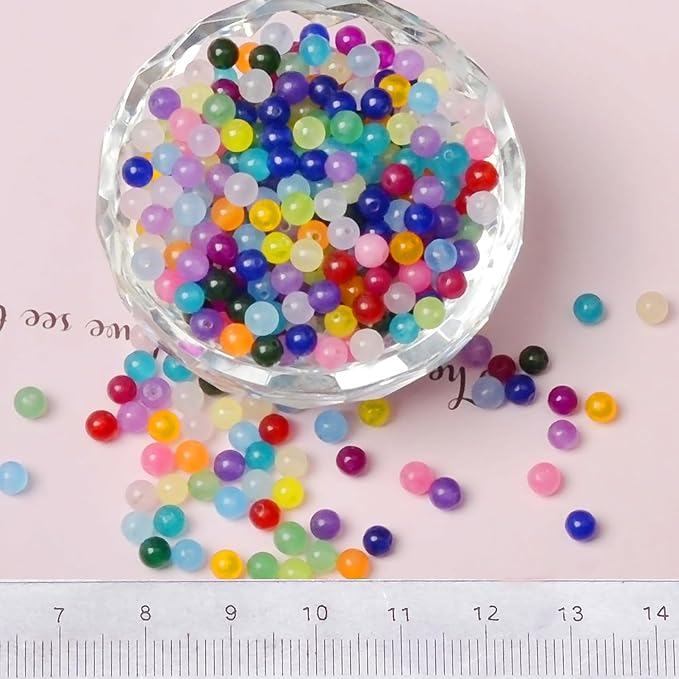 4mm natural mixed colors jade gemstones beads tiny spacer round loose beads jewelry making kit with thread and needles 600 pcs(24-colors jade, 4mm)