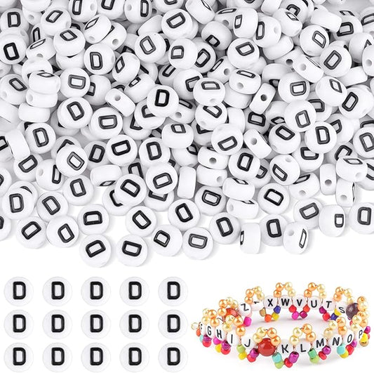 500pcs Letter D Beads Bulk, Letter Beads, Alphabet Bead for Friendship Bracelets, Jewelry Making Supplies,DIY Making Kit