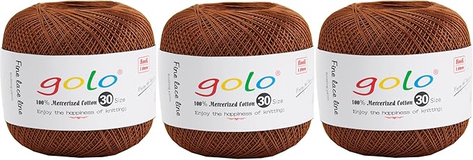 golo 3 Balls Crochet Thread Size 30 Embroidery Thread Yarn for Hand Kniting Yarn for Tatting 209