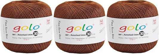 golo 3 Balls Crochet Thread Size 30 Embroidery Thread Yarn for Hand Kniting Yarn for Tatting 209