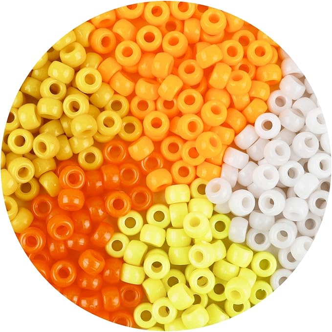 anpiwshjo pony beads 1100 pcs, beads for jewelry making, beads for bracelets making, hair beads, bracelet beads, plastic beads for crafts, hair beads for braids for girls (yellow color scheme)