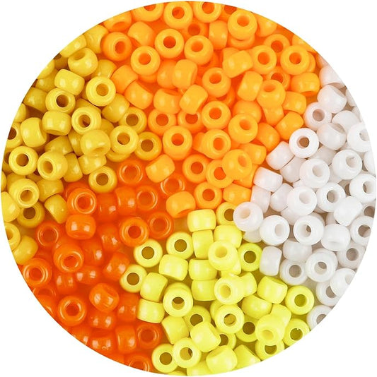 anpiwshjo pony beads 1100 pcs, beads for jewelry making, beads for bracelets making, hair beads, bracelet beads, plastic beads for crafts, hair beads for braids for girls (yellow color scheme)