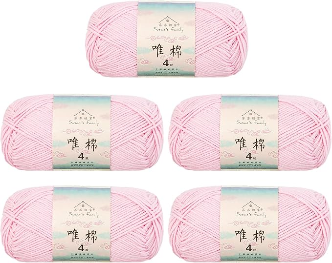 Susan's Family 4 ply 60% Cotton 40% Acrylic Yarn - Soft & Durable - 5 x 50g (1.76oz) - 655 Yards for Knitting & Crocheting - Baby Blankets, Amigurumi, Sweaters & More