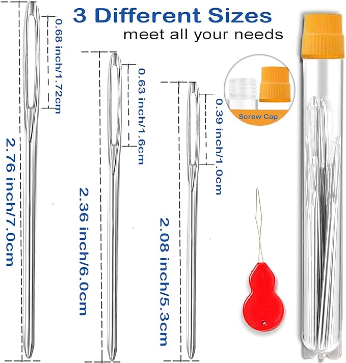 15Pcs/3Sizes Large Eye Blunt Yarn Needles kit, Knitting Needles, Yarn Needles, Quilting Needles with 2 Threaders, Weaving Stringing Needles for Knitting Crochet