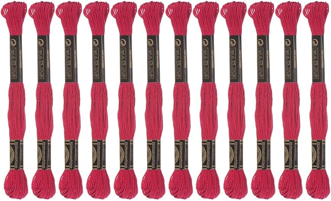 HARFINGTON 12 Skeins Embroidery Floss 8m Each Egyptian Long Fiber Cotton Cross Stitch Thread 26S/2x6 for Embroidery Projects Bracelet, Wine