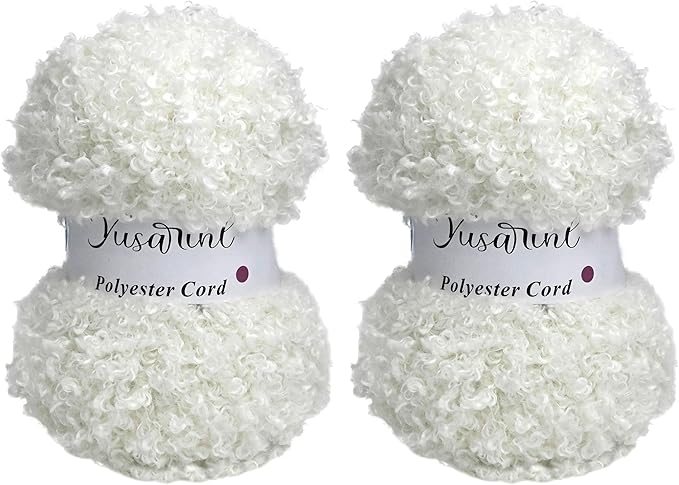(32 Colors Available) Yusarinl 2 Skeins Teddy Bear Yarn,Fuzzy Yarn for Crochet Polyester Plush Fur for Crafts Fluffy Fuzzy for Knitting(6.7 oz, 80 yds)-White