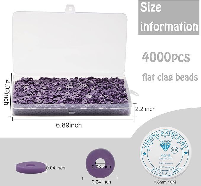 4000 Pcs Clay Beads for Bracelets Making, Polymer Spacer Flat DIY for Jewelry Necklace Earring Making Kit, Preppy Aesthetic Heishi Heshie Thin Disk Beads Assortments Set 4 6 8MM (PU-9-15, 6MM)