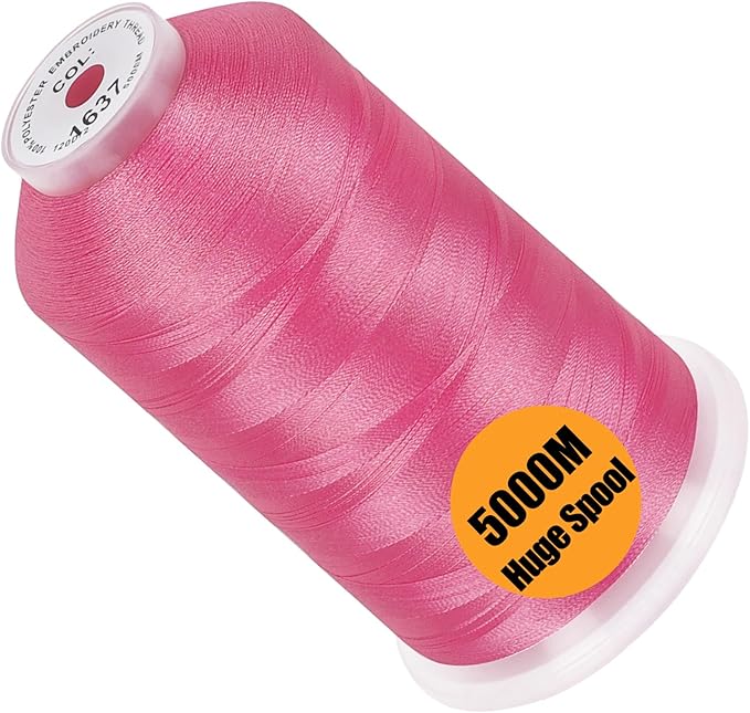 New brothread - Single Huge Spool 5000M Each Polyester Embroidery Machine Thread 40WT for Commercial and Domestic Machines - Christmas Pink