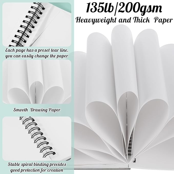 135lb/200gsm Marker Paper Pad, 7.6×10in Double Sided Bleedproof Marker Sketchbook, 30 Sheets Art Paper Sketch Pad, Painting Coloring Smooth Alcohol Marker Paper for DIY, Drawing, Ideal Gift