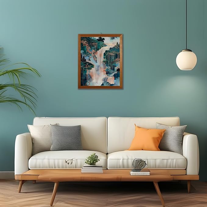 Mosaflare Paint by Numbers for Adults Beginner, Waterfall Green Landscape Adult Paint by Number Kits on Canvas, DIY Acrylic Oil Easy Painting by Numbers for Home Wall Decor 16X20 inch (Without Frame)