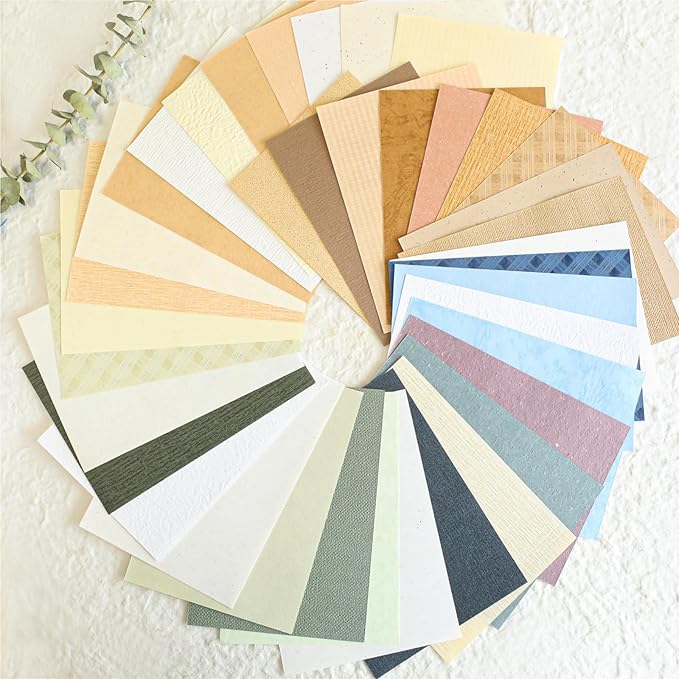 VIVIQUEN 80 Sheets Vintage Scrapbook Paper and Embossed Textured Set - 4 Pack Mixed Special Paper for Scrapbooking Planner Bullet Junk Journal Supplies Collage Card Embellishment A6 Size