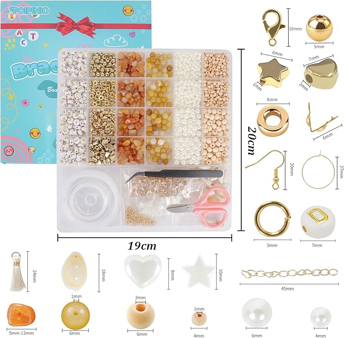 toipinio bracelet making kit jewelry making supplies kit natural stone beads for irregular natural stone with for diy craft-1736 pcs friendship bracelet/necklace/earrings for adults (yellow jade)