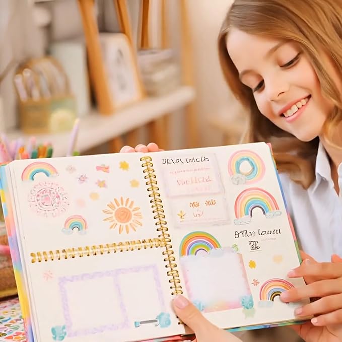 oihew diy journal kit for teen girls, stationary & diary set with stickers,make your own art crafts journaling kit for tween, scrapbook art crafts kit teen girl birthday gift idea