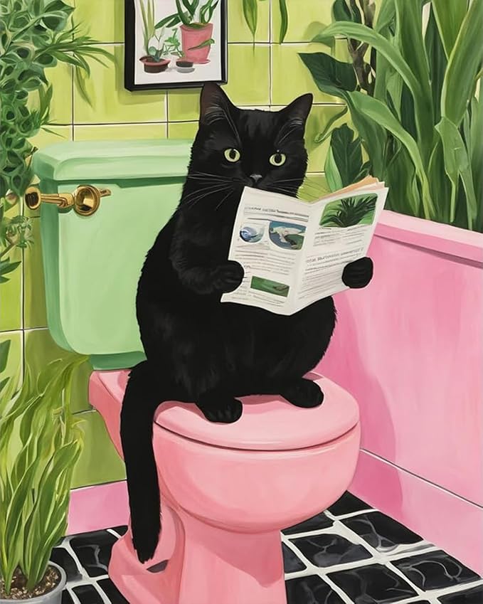 ARPADAMO Diamond Art Kits for Adults,5D Animal Diamond Painting DIY Black Cat Diamond Art Diamond Painting Kits for Adult,Round Full Drill Diamonds, Diamond Art Kits for Home Decor-12x16inch