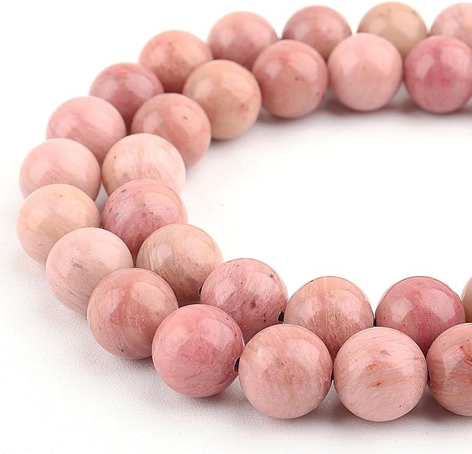 Natural Stone Beads for Jewelry Making - 8mm Gemstone Round Beads for Bracelets(45-47pcs, 8mm, Rhodonite)