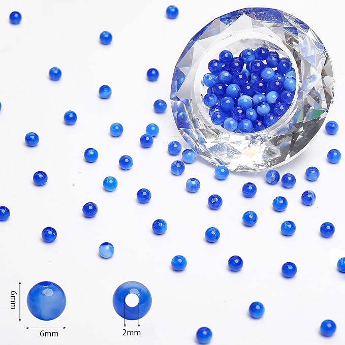 bonny boxx 1000pcs 6mm sapphire jade round beads, smooth acrylic balls, plastic resin gumball bubblegum chunky beads for necklace & bracelet making, crafting supplies