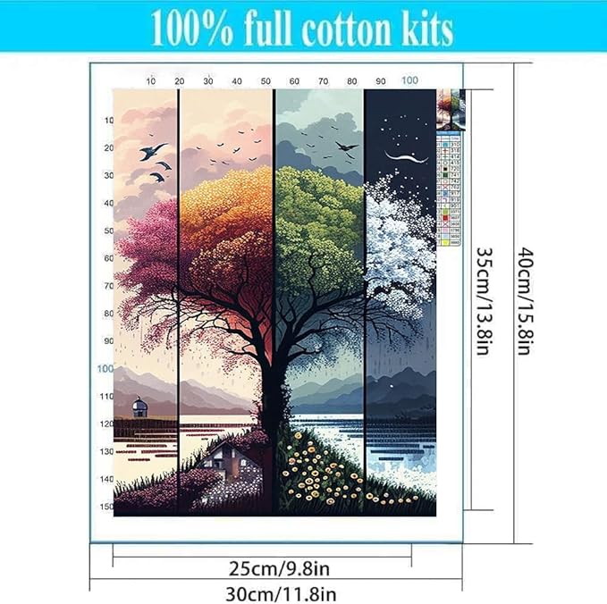 Tree Stamped Cross Stitch Kits for Beginners Adults,Landscape Dimensions Needlepoint Art Crafts,Counted Cross Stitch Kits Embroidery Kits for Beginners Adults for Home Decor 11.8x15.7inch