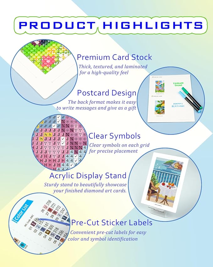 Foreveryoung Minigem Small Diamond Art Kits for Beginners, 12Pcs Resin Square Drill Diamond Painting Kits for Adults, 2-Hour Postcard-Style Mini Diamond Art 5x7 Inch – 2 Sets: Sea Echo & Dream Journey