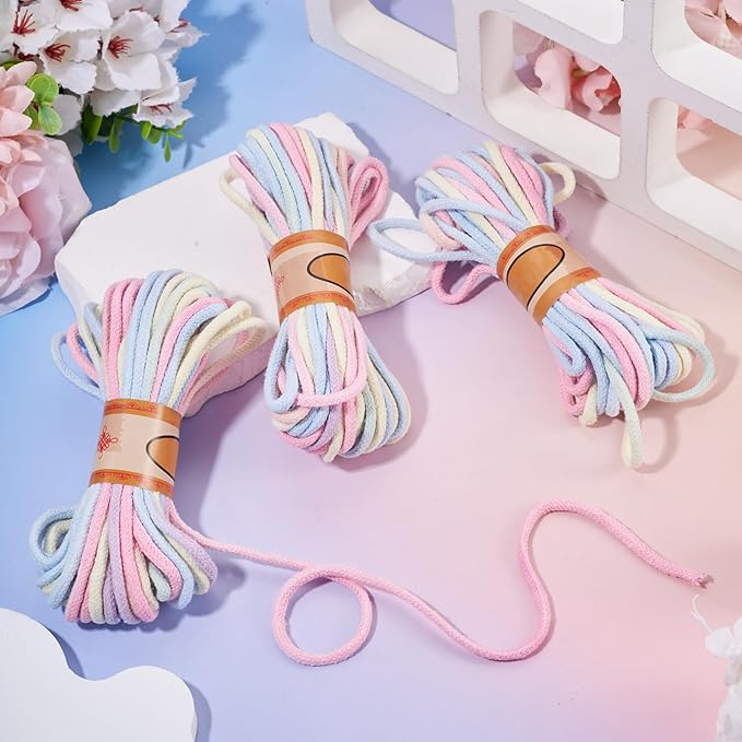 98.46 Feet Pink 3-3.5mm Macrame Cord Twisted Soft Macrame Rope Segment Dyed Decorative Cord Sewing Twine Craft Thread for DIY Crafts Knitting Plant Hangers Christmas Wedding Decoration