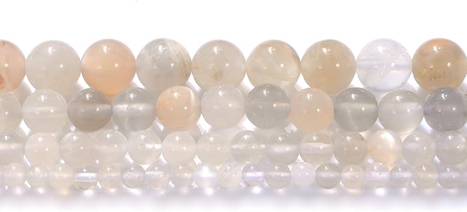 8mm Natural White Moonstone Gemstone Round Loose Beads Crystal Stone Bracelet Necklace Accessories Crafts for Jewelry Making DIY,1 Strand 15"